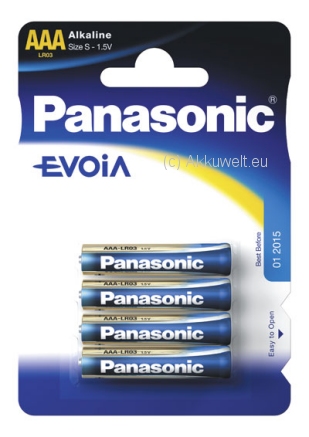 Battery Panasonic Evoia LR03 Micro AAA 4er Blister 1,5V Size S A