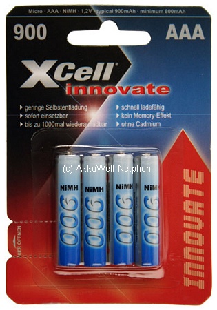 XCell Innovate Akku BATTERIE Micro AAA LR03 AM4 Accu